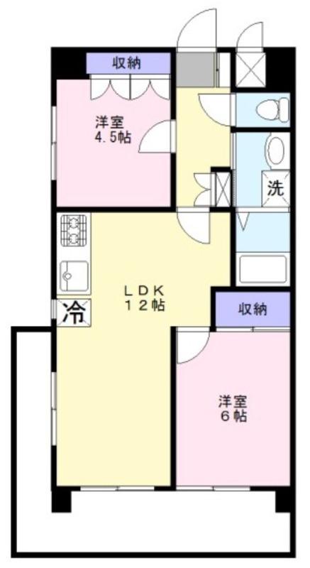 中山八番館(2LDK/4階)の間取り写真
