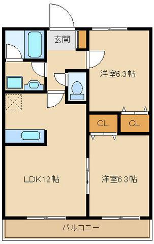 多摩都市モノレール 上北台駅 徒歩18分 2階建 築15年(2LDK/2階)の間取り写真