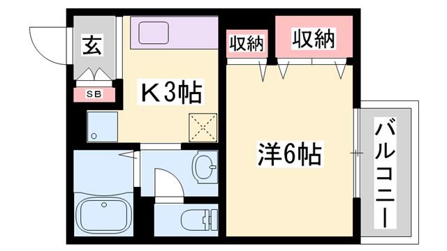 ウィステリア(1K/1階)の間取り写真