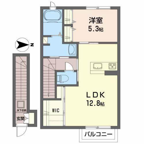 ドゥリエール(1LDK/2階)の間取り写真