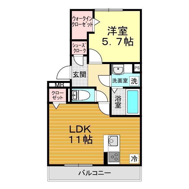 ミッドレジデンス A A棟(1LDK/2階)の間取り写真