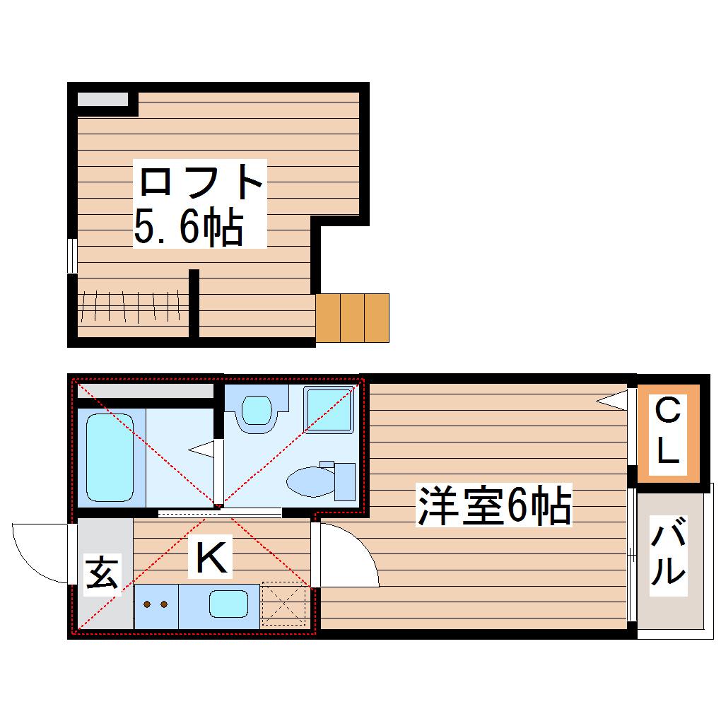 ブエナビスタ長町(1K/2階)の間取り写真