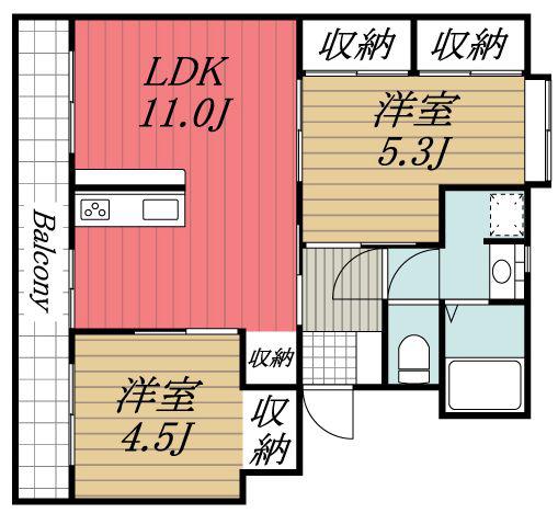 ドリーム佐倉 II(2LDK/3階)の間取り写真