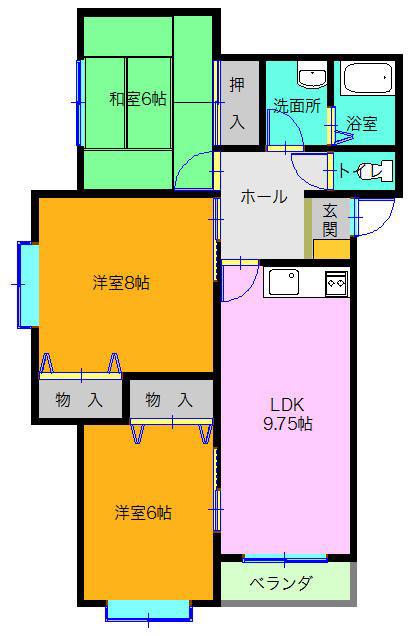 サニーハイム(3LDK/2階)の間取り写真