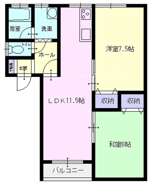 クィーンズタウン(2LDK/2階)の間取り写真