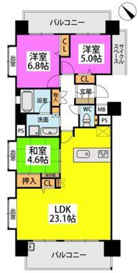 モントーレ博多駅南ガーデンコート(3LDK/12階)の間取り写真