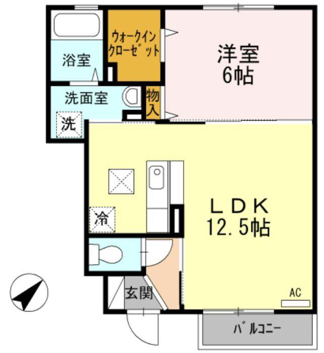 ル・ペール(1LDK/1階)の間取り写真