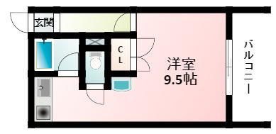 HS FLATS(ワンルーム/4階)の間取り写真