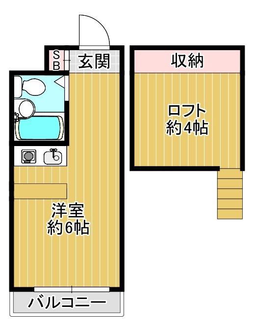 JR山手線 田端駅 徒歩8分 無 外国籍可 ロフト有 2階(ワンルーム/2階)の間取り写真