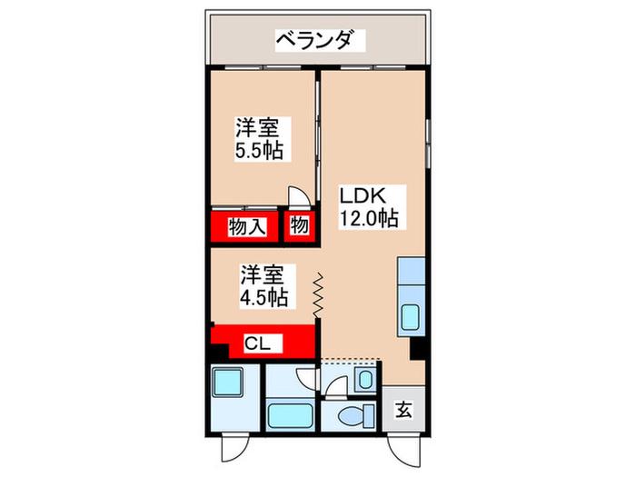 上之宮台ハイツ(2LDK/3階)の間取り写真