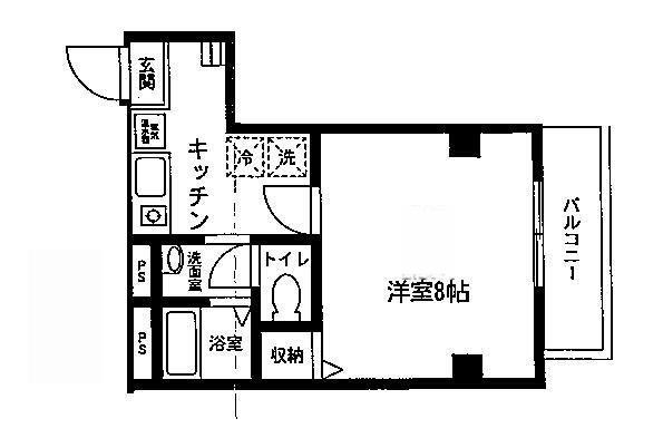 YS FLAT入谷(1K/3階)の間取り写真