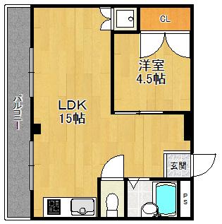 メゾン南塚口(1LDK/2階)の間取り写真