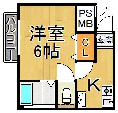シャンラヴィヌ(1K/1階)の間取り写真