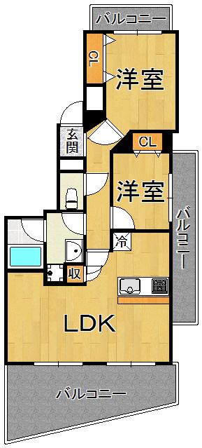 フォルム北夙川(2LDK/4階)の間取り写真