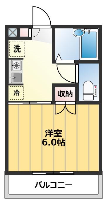 プリムラサカイB棟(1K/2階)の間取り写真