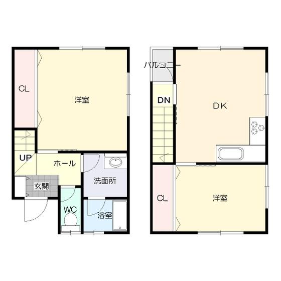 CREA緑が丘(2DK/12階)の間取り写真