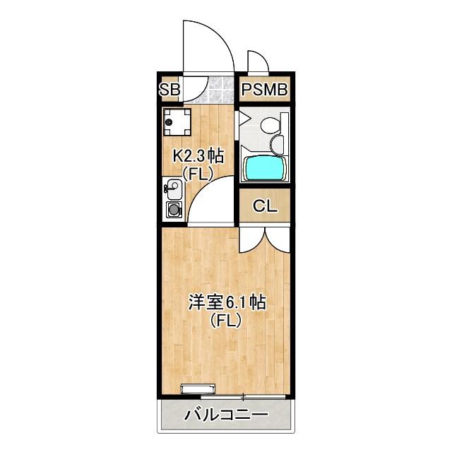 エミネント二子玉川(1K/1階)の間取り写真