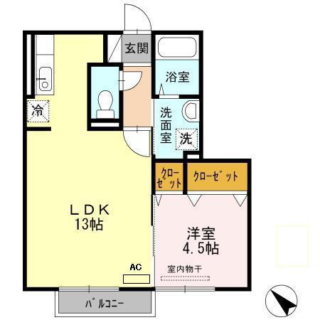 サンモールスクエア(1LDK/2階)の間取り写真