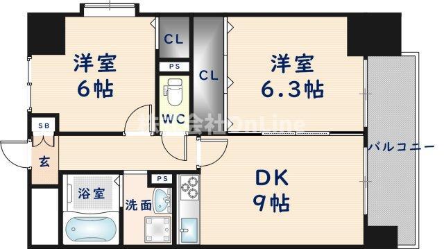 ラ・フォーレ久宝園(2DK/7階)の間取り写真