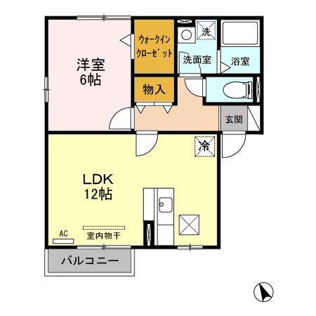 リベールA/B/C(1LDK/1階)の間取り写真