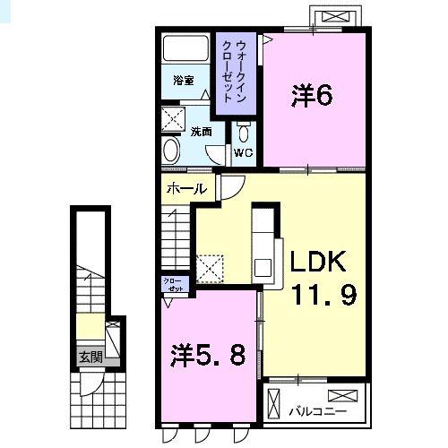 コージーコート(2LDK/2階)の間取り写真