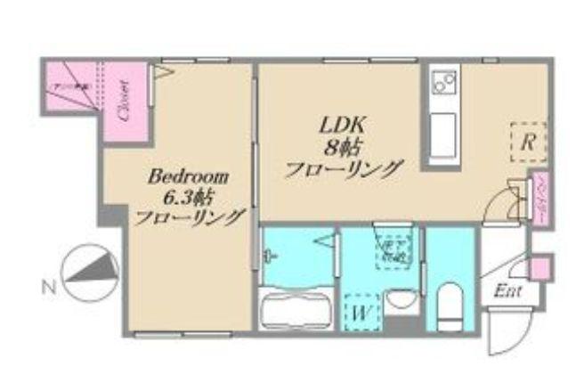 シュ・リーベ(1LDK/1階)の間取り写真