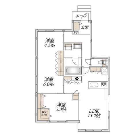 HEBEL MAISON DUO(3LDK/1階)の間取り写真