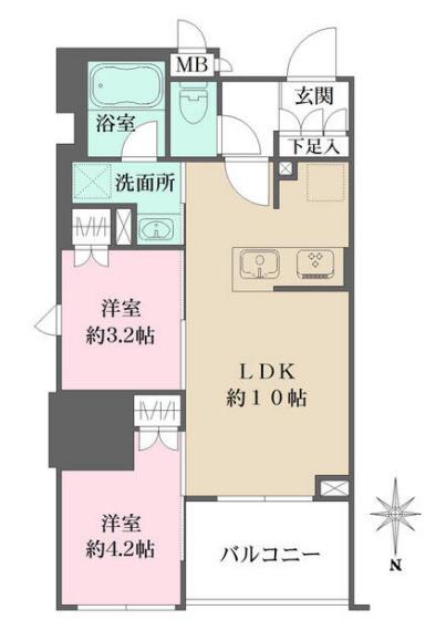 ルフォンプログレ元浅草マークス(2LDK/4階)の間取り写真