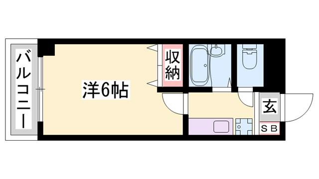 ヴェルビュ桜町(1K/6階)の間取り写真