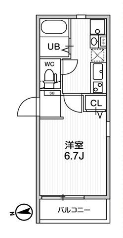 T S CUORE馬込I(1K/1階)の間取り写真