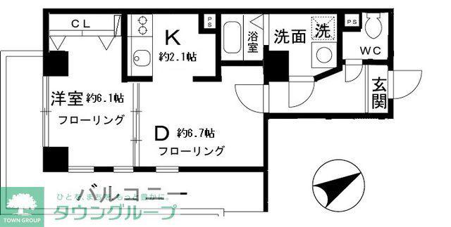 TOKIビル(1DK/4階)の間取り写真