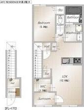 AFC RESIDENCE 磐田中泉(1LDK/2階)の間取り写真