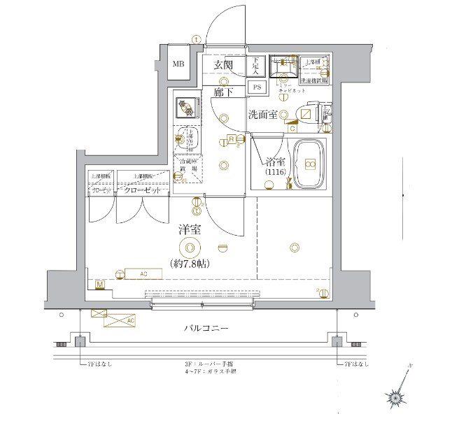 ベルシード門前仲町II(1K/6階)の間取り写真