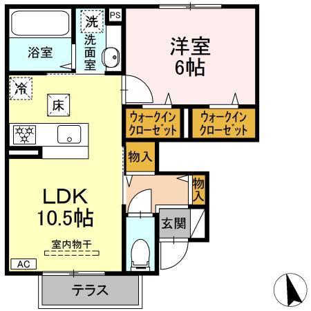 トリシア エンテレイア(1LDK/1階)の間取り写真