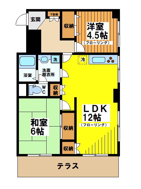 レジ東郷(2LDK/1階)の間取り写真