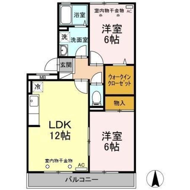 ヴィレッジ札場 A棟(2LDK/3階)の間取り写真