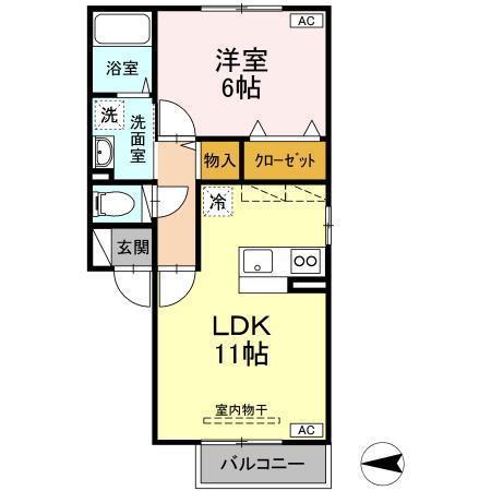 セジュール・アンテ(1LDK/1階)の間取り写真