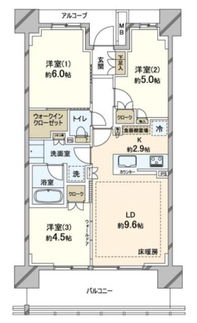 パークホームズ藤沢セントラルアリーナ(3LDK/5階)の間取り写真