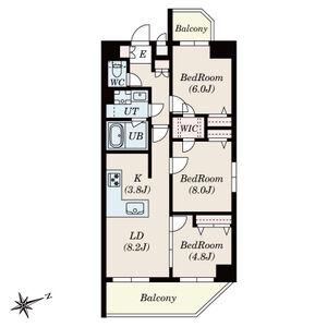 S-RESIDENCE神沢AFFORD(3LDK/8階)の間取り写真