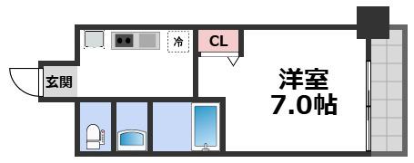 スワンズシティ大阪クレアスト(1K/9階)の間取り写真