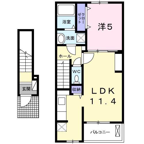 ルーベル土器 B(1LDK/2階)の間取り写真