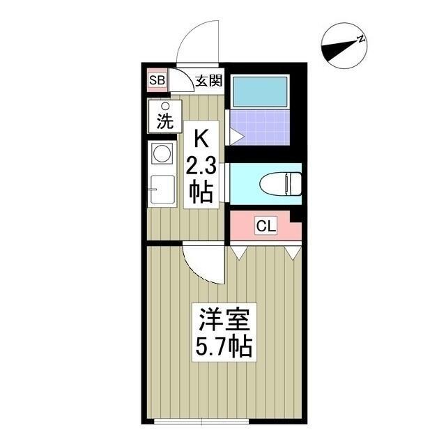 セレシア平井(1K/2階)の間取り写真