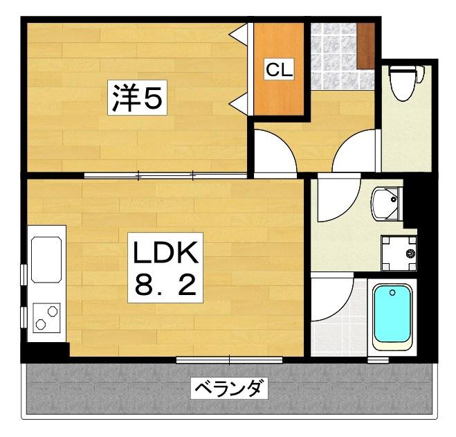 KTIレジデンス萱島(1LDK/2階)の間取り写真