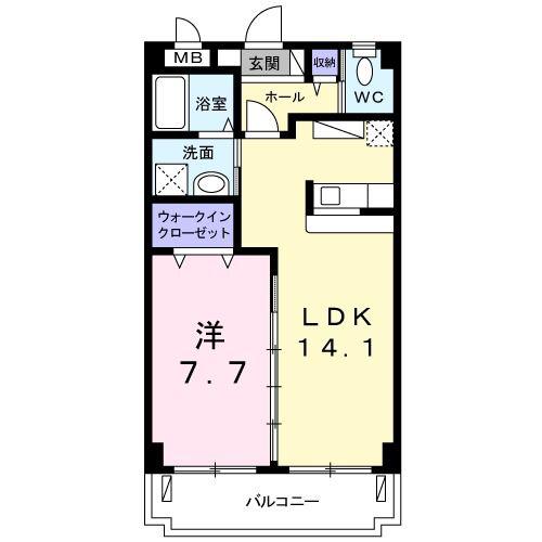 スマイルガーデン(1LDK/4階)の間取り写真