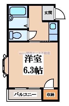 クワイエット四條畷(1K/4階)の間取り写真