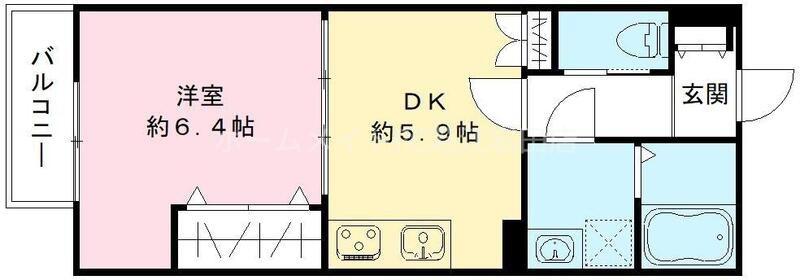 プレセアコート B棟(1DK/2階)の間取り写真