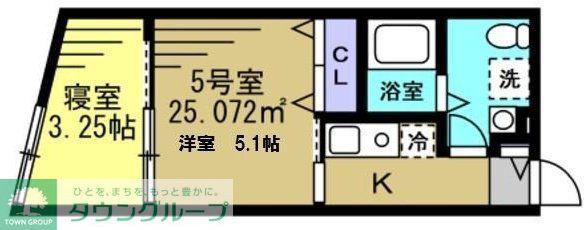 KT松戸六実(2K/2階)の間取り写真