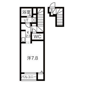 クレアB(1K/2階)の間取り写真