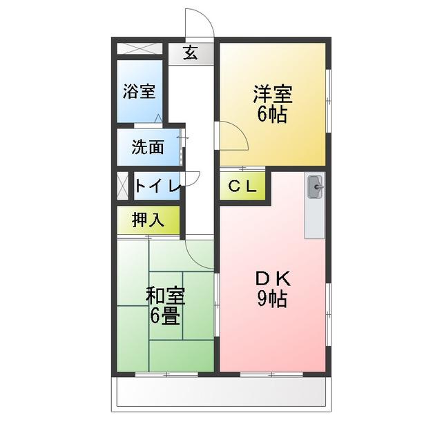 メゾンフロント3(2DK/2階)の間取り写真