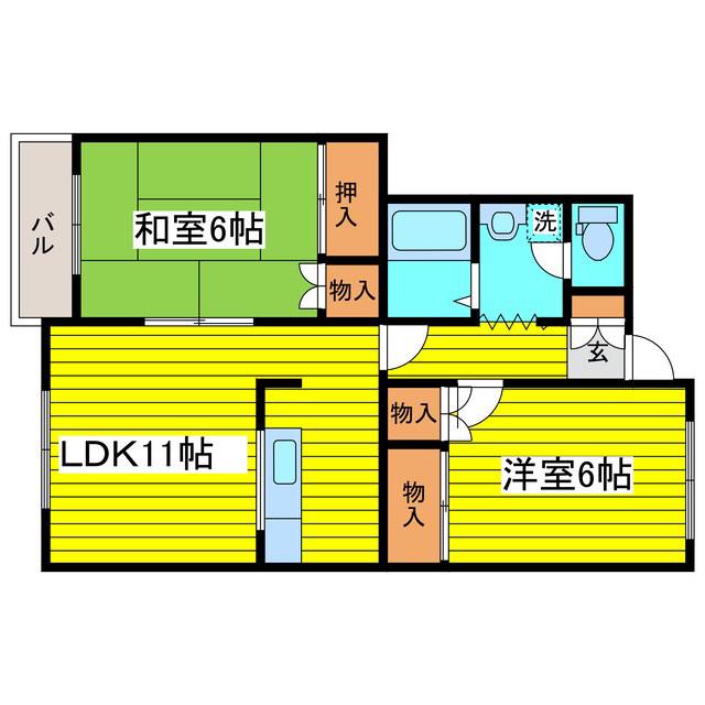 シティーハウス(2LDK/2階)の間取り写真